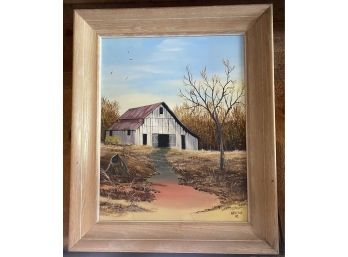 Oil In Canvas By H. Breene 1993 Barn In Late Autumn