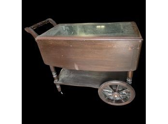 Vintage Marble Inlay Tea Cart Bar