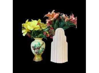 Lovely Ceramic Vases With Faux Flowers! (2)