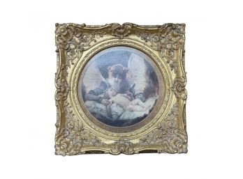 Lovely Angel And Baby Print By Gabriel Ferrick. In A Gold Frame