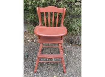 Vintage Childrens Red Wooden Highchair  (37.5x17x16)