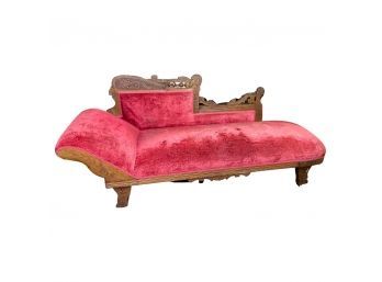 Eastlake Fainting Couch With Vibrant Velvet Upholstery  - Gorgeous Details