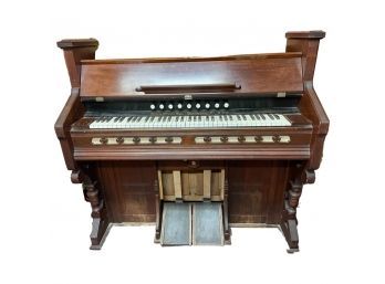 1870-1880 Antique Solid Walnut Pump Pedal Organ! Does Work!