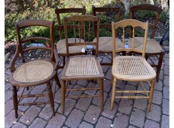 Collection Of Chairs! Mahagony Chair With Cane Seat, Oak Cane Seat Chair And More