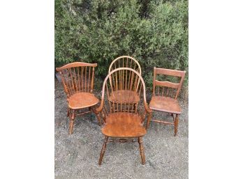 Four Beautiful Cherry Wood Chairs From Ethan Allen (3) And Nichols And Stone (1)
