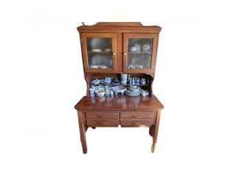 1890s/1900 Possum Belly Bakers Cabine- Solid Cherry Bakers Kitchen Cabinet. ITEMS ON CABINET NOT INCLUDED