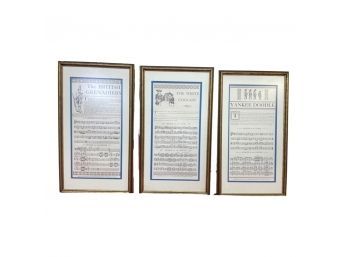 Set Of 3, Framed Prints Of Music Sheets For Various Songs!