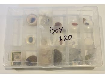 Container Box Of Various Small Rocks And Polished Rocks