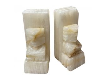 5.5 Inch Tall White Onyx Bookends