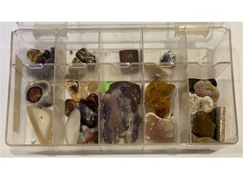 Container Full Of Polished Rocks, Various Sizes And Colors - Agate, Minerals