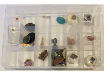 Container Of Various Rocks And Stones. Some Polished Rocks, Etc.