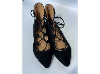 Black Nine West Lace-Cross Over Shoes, Size 8 1/2