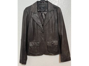 Brown Tribal 100 Percent Leather Jacket, Size 10