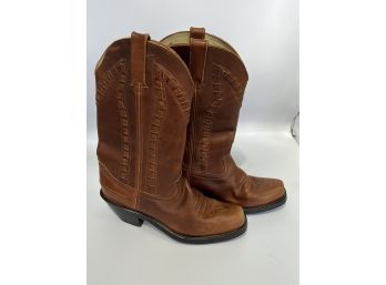 Brown Durango Leather Boots, Size 7 1/2, Leather Upper And Lining