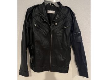 Black Leather Decimal Jacket, Size M