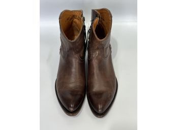 Brown Zip-up Lucchese Bootmakers Leather Boots, Size 8 1/2