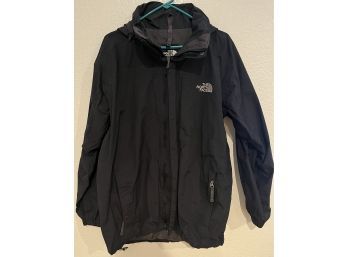 Black Men's North Face Hooded Jacket, Double Zipper, 100 Percent Nylon, Size M