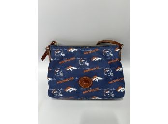 NFL & Dooney & Bourke Broncos Leather And Cloth Purse 9' X 6.5'