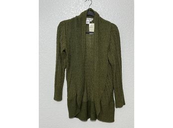 Women's Olive Green Coldwater Creek Long Sleeve Cardigan, Size S