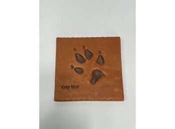 Gray Wolf Paw Print Pottery Plate From Prairie Fire Pottery (handmade In USA)