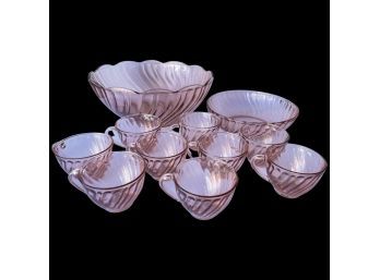 Beautiful Pink Swirl Designed Bowls And Glasses! Made In Indonesia