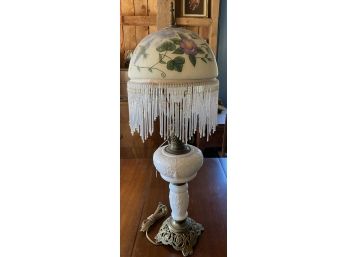 Brass And Milk Glass Antique Lamp (28.5in)