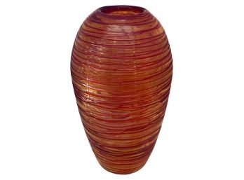 Swirly Glass Amber Vase Stands 10.5 Inches