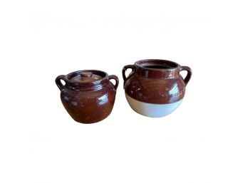 Vintage Glazed Pottery Jars! (2)