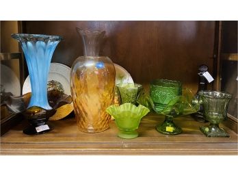 Assortment Of Beautiful Glass Vases And Small Bowls!