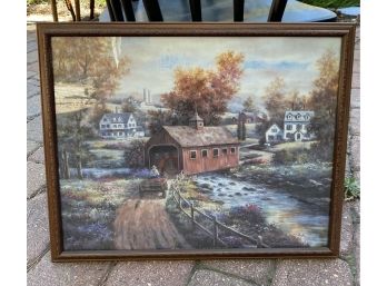 Old Styled Wagon And Bridge Framed Art