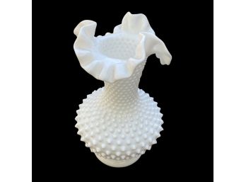 Milk Glass Hobnail Vase, Stands 10.5 Inches