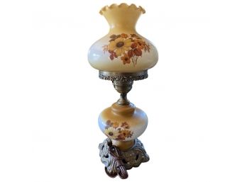 Fall Themed Glass And Brass Side Lamp (22.5in)