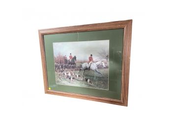 Beautiful Print Of People On Horses And Running Dogs