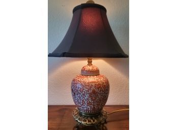 Orange Floral Vintage Lamp, 22'