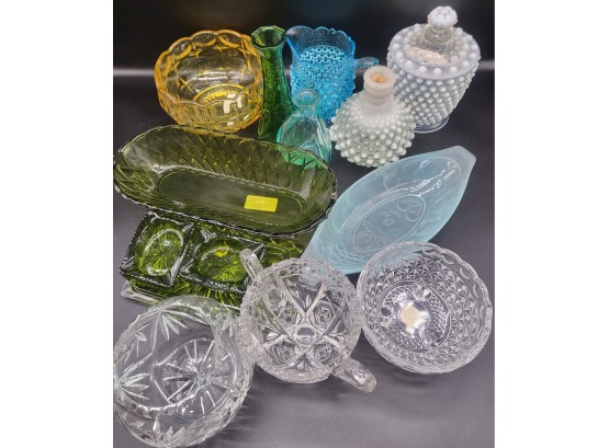 Assortment Of Colored & Clear Glass Pieces