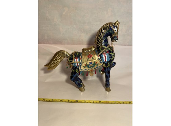 Colorful Tin Horse Statue (12in X 11)