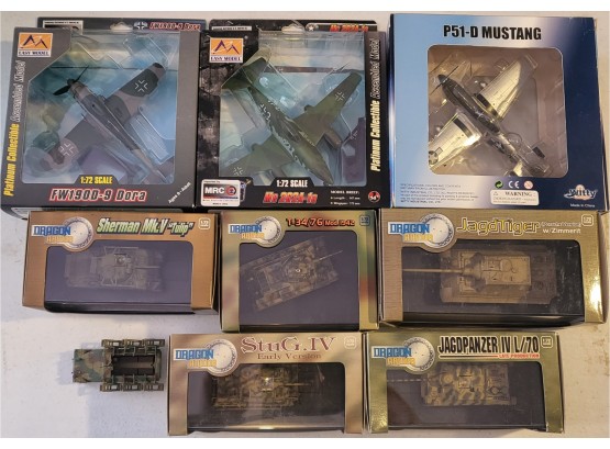 Box Of Model Airplanes And Tanks