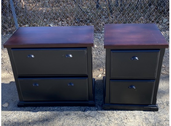 Matching Set Of Two Tone Wooden Filing Cabinets(34x30x20 And 22.5x30x24)