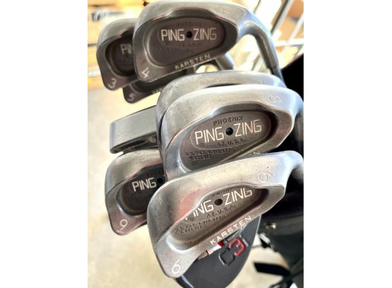 Set Of PING ZING Golf Clubs, Covers & Bag