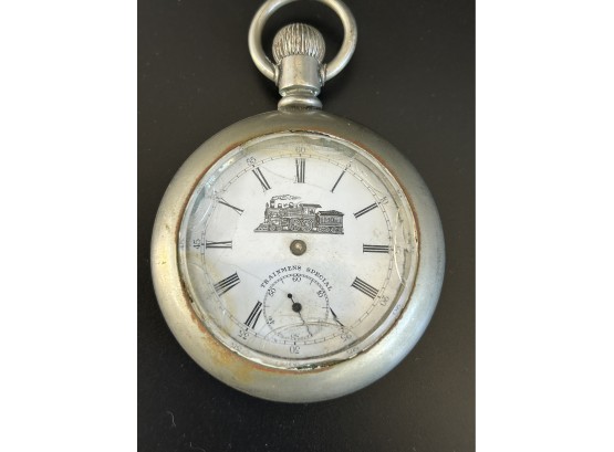 Trainmens Special Pocketwatch (face Is Cracked On The Edges)