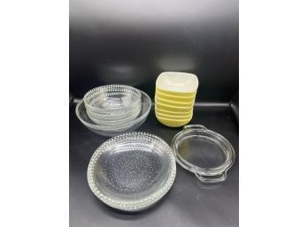 Collection Of Clear Winter Themes Plates And Bowls And  Yellow Squared Bowls