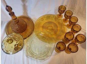 Beautiful Vintage Amber Glass Set