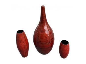 (3) Decorative Accent Pots, Large One Stands Approximately 30 Inches