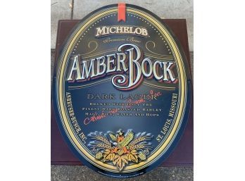 Michelob Amber Bock Metal Garage Sign In Great Shape (28.5x23)