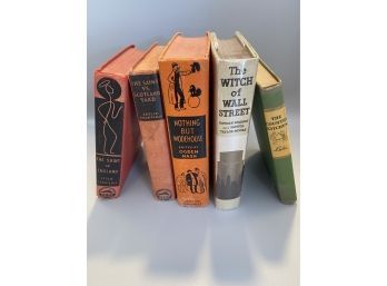 Vintage Book Lot Featuring Leslie Charteris, The Witch Of Wall Street, Nothing But Wodehouse, Country Kitchen
