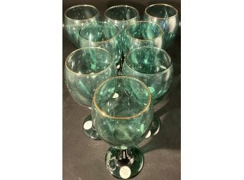 Set Of 8 Wine Glasses- Turquoise