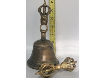 Tibetan Brass Bell And Dorje Used For Meditation To Clear The Mind And Create Focus