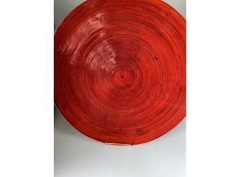 Crate & Barrel, Large Red Decorative Plate With Stand
