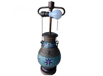 Eastern Asian Themed Lamp With Two Bulbs And Pull Chains (Tested And Working - No Lamp Shade) 22in Tall