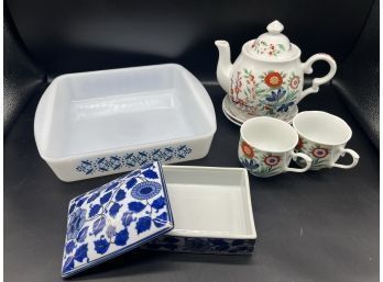 Teapot Set With Cups And Plates, China Containers